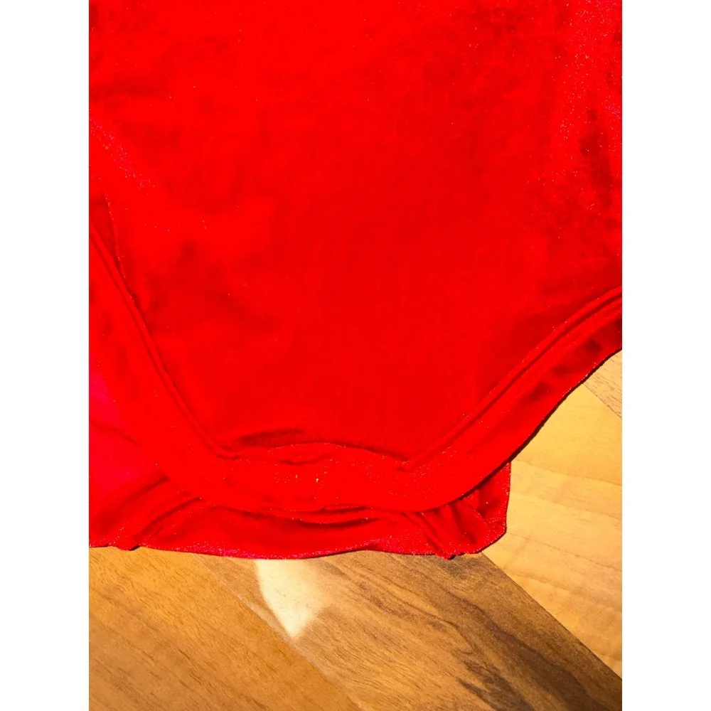 The Children's Place Velvet Bodysuit Baby Girl 24M Red‎ Rose Embroidered Vintage